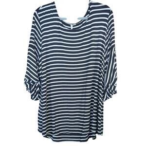 Est. 1946 Top Blouse Womens Sz 22W/24W Striped Scoop Neck 3/4 Flutter Sleeve